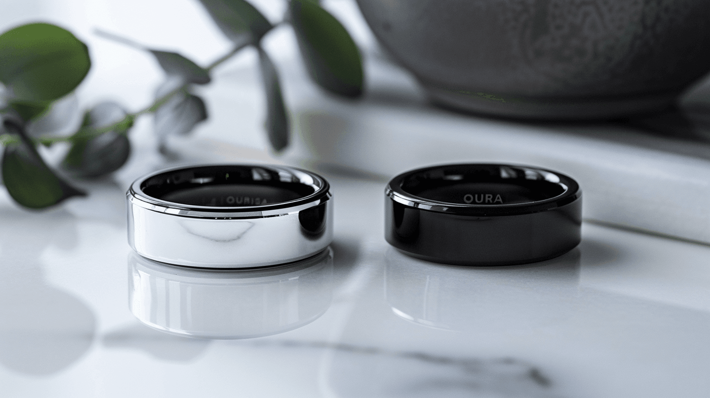 Oura Ring 4 ja Gen 3 rinnakkain valkoisella alustalla vertailukuva
