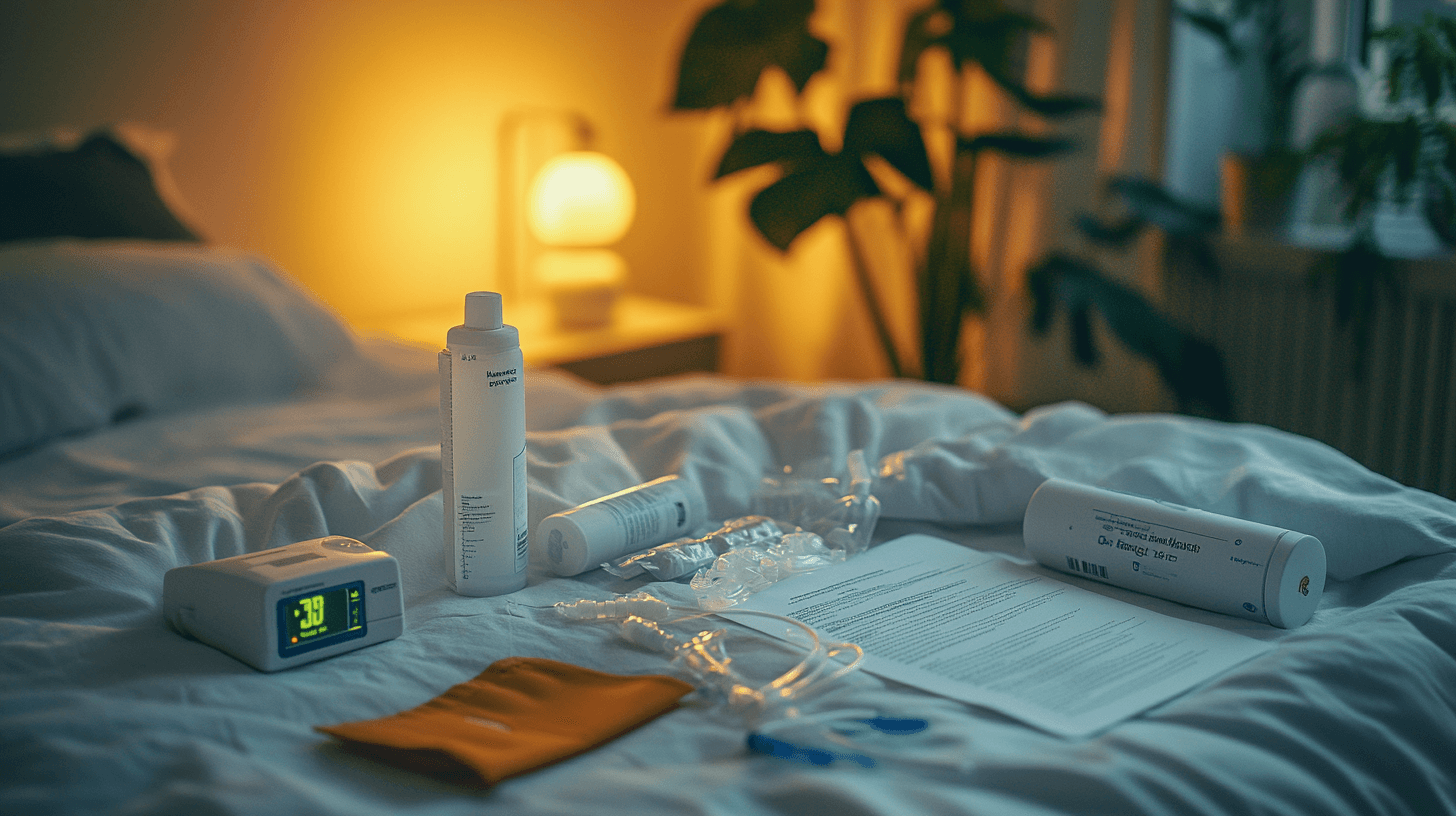 Särkylääkepakkaus ja vesilasi yöpöydällä aamupäänsäryn hoitoon